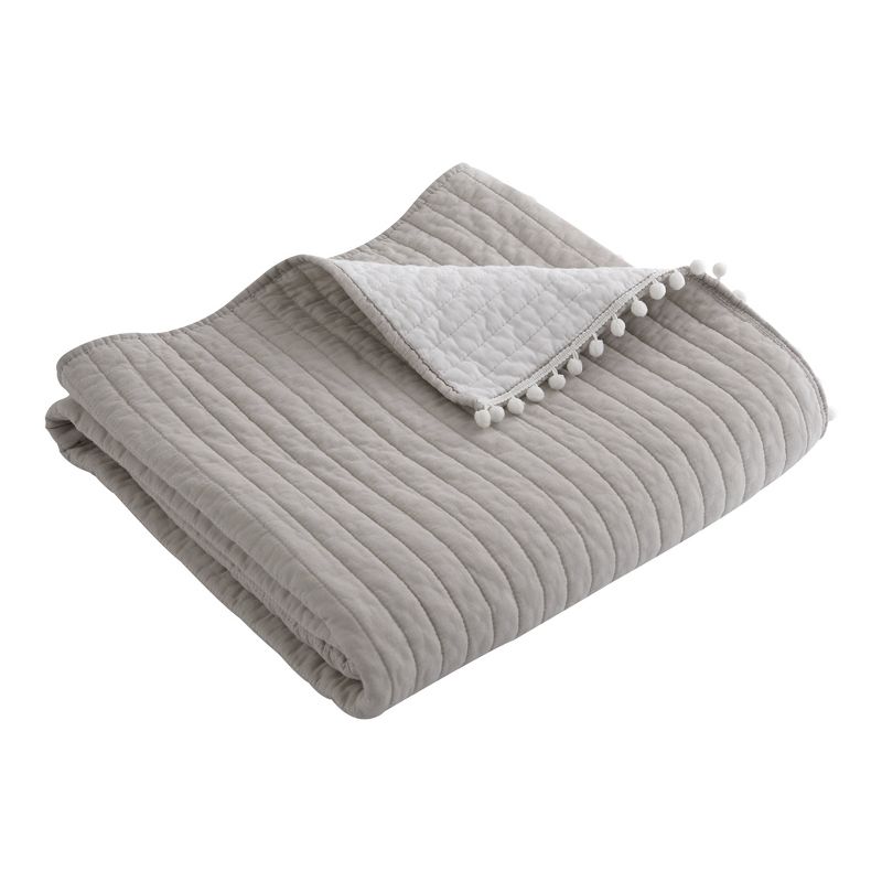 Pom Pom Taupe Quilted Throw - Levtex Home, 4 of 5