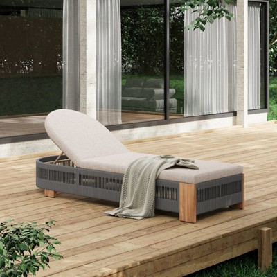 VisioGear Outdoor Chaise Lounge, Patio Lounge Chairs with Cushions and Adjustable Backrest, Grey, 79.5"*28.6"*11.98"