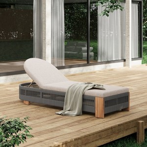 VisioGear Outdoor Chaise Lounge, Patio Lounge Chairs with Cushions and Adjustable Backrest, Grey, 79.5"*28.6"*11.98" - 1 of 4