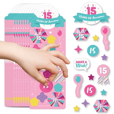 Big Dot of Happiness Girl 15th Birthday - Teen Birthday Party Favor Kids Stickers - 16 Sheets - 256 Stickers