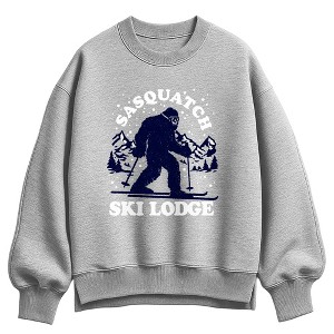 Women's Instant Message Sasquatch Ski Oversized Fleece Crew