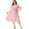 Agnes Orinda Women's Stylish Plus Size Trendy Smocked Waist A-Line Flowy Midi Sundresses - 3 of 4