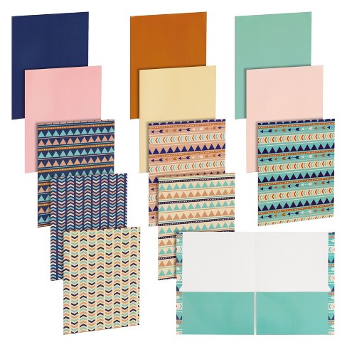 Blue Panda 12 Pack Geometric 2-pocket Folders, Letter Size Decorative ...