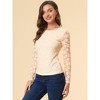 Allegra K Women's Slim Fit Sheer-Long-Sleeves Flower Embroidery Lace Top - 4 of 4