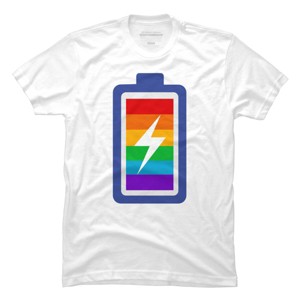 Adult Design By Humans Pride Charging Battery By PINHEAD66 T-Shirt - 1 of 2