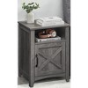 Nightstand with Barn Door, Storage Bedside Table with Open Compartment, Misty Gray, 132 - lb Capacity - 3 of 4