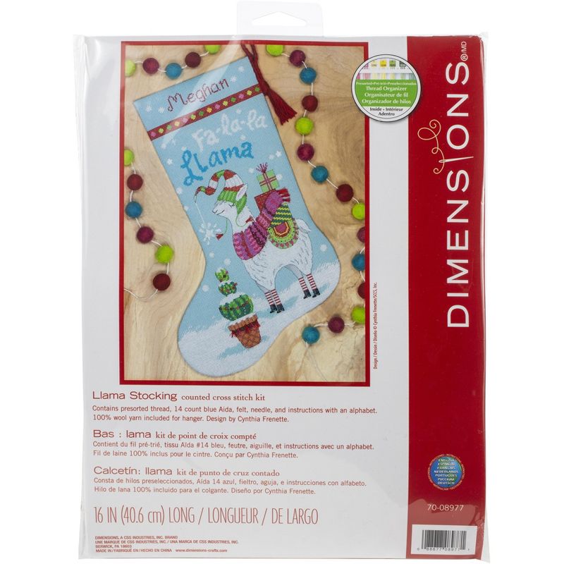 Dimensions Counted Cross Stitch Kit 16" Long-Llama Stocking (14 Count), 1 of 4