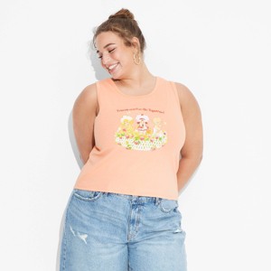 Women's Strawberry Shortcake Graphic Shrunken Tank Top - Orange - 1 of 3