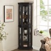 KWPZQEB 69.49" Accent Corner Cabinet w/ 2 Doors, Farmhouse Curio Cabinet w/ Adjustable Glass Shelves, Bar Cabinet, Freestanding Wooden Floor Cabinet - 2 of 4