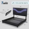 AMERLIFE Bed Frame with LED Lights and Storage Drawers, Leather Upholstered Headboard, No Box Spring Needed - 3 of 4