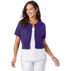Jessica London Women's Plus Size Jewel-Neck Shrug - 1 of 4