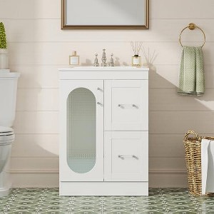 Kumasinova 24" White Bathroom Vanity,Storage Cabinet with Integrated Ceramic Sink,2 Drawers,1 Soft-Close Door,Vanity Cabinet for Smalle Bathroom - 1 of 1