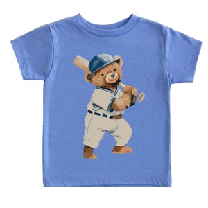 The Juniper Shop Watercolor Baseball Bear Toddler Short Sleeve Tee - 1 of 4