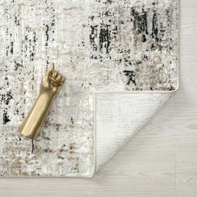 Gray Abstract Washable 8' x 10' Synthetic Area Rug