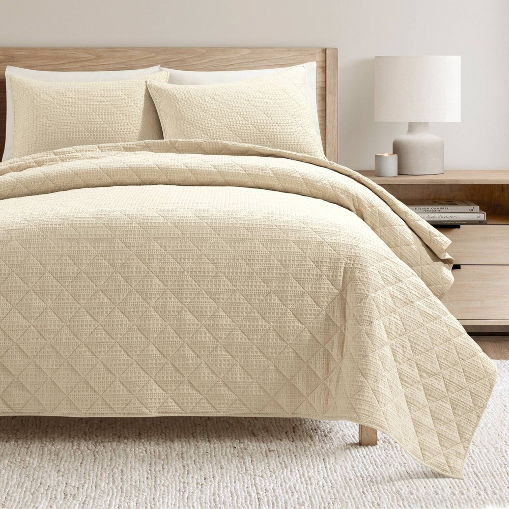 Photos - Duvet Lush Décor 3pc Full/Queen Haniya Waffle Woven Cotton Textured Quilt Set Ne