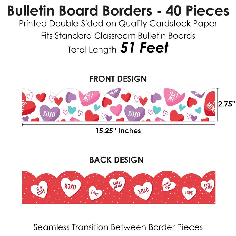 Big Dot of Happiness Colorful Valentine's Day - Scalloped Classroom Decor - Bulletin Board Borders - 51 Feet, 3 of 6
