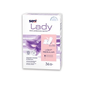 Seni Lady Light Female Incontinent Pad Regular Length 7.3 Inch Length S-1L36-PS1, 36 Ct - 1 of 4