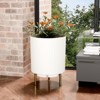 Maggift Planters, Decorative Planter Set with Stand, Simple Design Round Flower Pot for Garden, Patio, White, 14.8" * 14.8" * 20.3" - 3 of 4