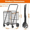 NAYSAYE Extra Large Foldable Utility Dolly Grocery Cart with Double Baskets and Swivel Wheels for Easy Transport, Black, 21.25"*40.15"*18" - 3 of 4