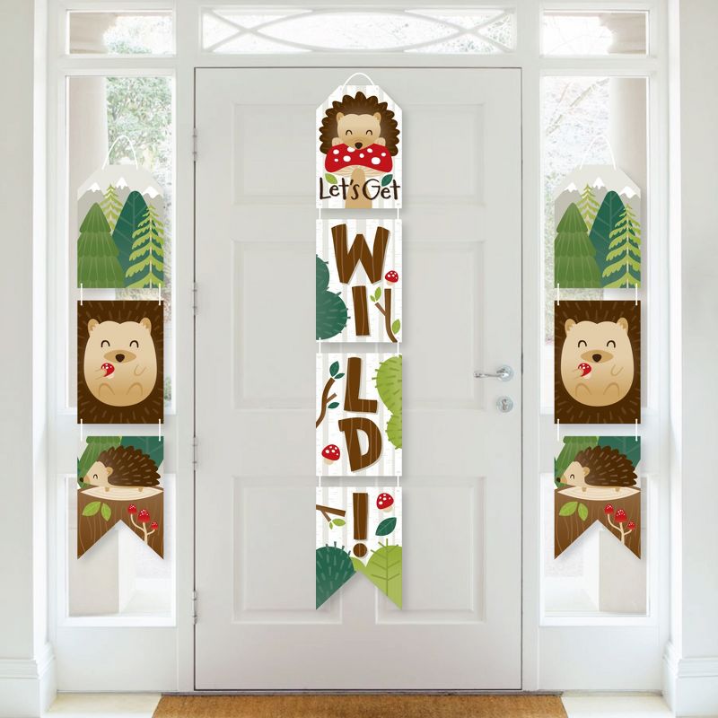 Big Dot of Happiness Forest Hedgehogs - Vertical Paper Door Banners - Woodland Birthday Party or Baby Shower Wall Decoration Kit - Indoor Door Decor, 1 of 8