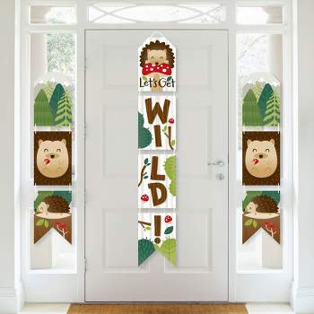 Big Dot of Happiness Forest Hedgehogs - Vertical Paper Door Banners - Woodland Birthday Party or Baby Shower Wall Decoration Kit - Indoor Door Decor