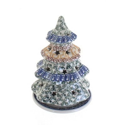 Blue Rose Polish Pottery Athena Small Christmas Tree Luminary