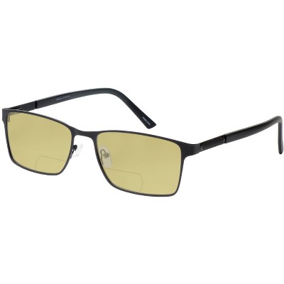 Enhance BIG&TALL EN4172 Mens Polarized Bi-Focal Sunglasses 41 Options Black 59mm Blue Mirror +1.00