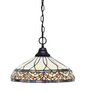 Toltec Lighting Any 1 - Light Pendant in  Matte Black with 16" Royal Merlot Art Glass Shade - 1 of 1