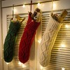 Aoibox 18 inch Knitted Christmas Stocking Green Body Ivory Mouth Sturdy Hanging Loop Large Holiday Sock 1 Piece for Gifts and Decor - 4 of 4