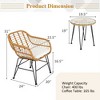 Dsvimoy Accent Chair Rattan Furniture Set of 3 Cushioned Chairs and Table for Patio or Balcony, White, 60"*40"*30" - 3 of 4