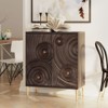JIONJOY Distressed Black Farmhouse Storage Cabinet with Wood Grain & Gold Handles - 2-Door Boho Chic Sideboard for Bedroom or Living Room - 2 of 4