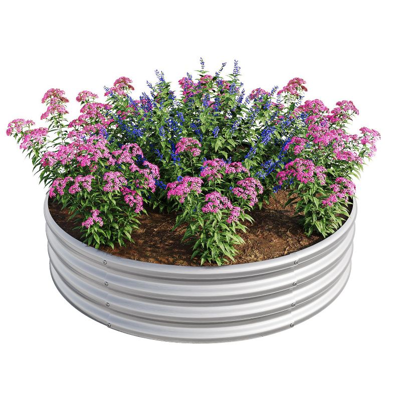 32.08''x11.4" Metal Outdoor Round Planter Box, Raised Garden Bed for Vegetables, Flowers - The Pop Home, 4 of 6