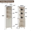 MOEPISY Tall Corner Cabinet, Modern Fluted Storage Cabinet with Faux Marble Top & Adjustable Shelves Off White - 2 of 4