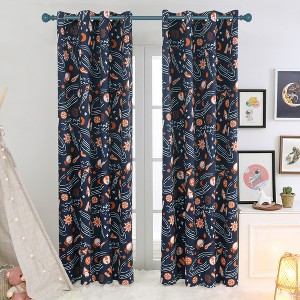 Deconovo Kids Blackout Curtains – 2 Panels Space Adventure Print - 1 of 4