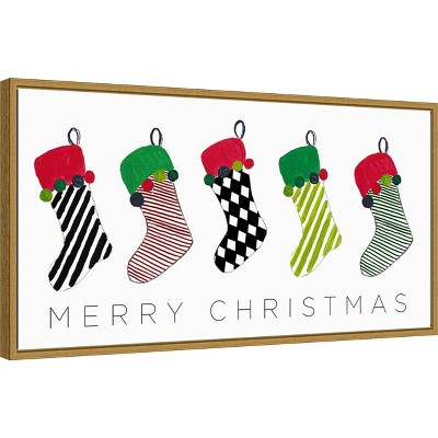 Festive Christmas Stockings Canvas Wall Art Print