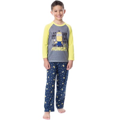 Despicable Me Boys' Minions Sorry I Was Hungry Raglan Sleep Pajama Set Multicolored