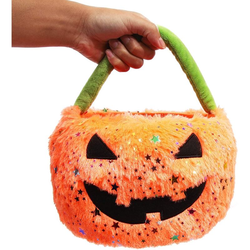 Spooky Central Plush Jack-O-Lantern Trick or Treat Bag for Halloween Party Decorations (10 x 8.75 In), 2 of 6