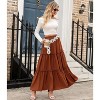 Women's Boho Beach Maxi Skirt - Trendy High Waist Pleated Ruffle Long Skirt with Pockets Earthy Brown - 2 of 4