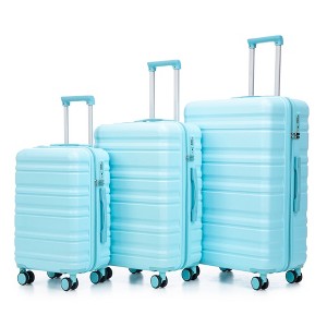 Gulches 20"/24"/28" 3 pcs/set in ABS Spinner Wheel Luggage, Carry on Suitcase, Matching Color, TSA Combination Lock (Blue) - 1 of 4