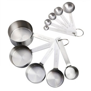 Gibson 10 Piece Stainless Steel Nesting Measuring Cup and Spoon Set in Silver - 1 of 4