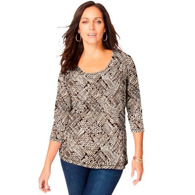 Jessica London Women's Plus Size Stretch Cotton Scoop Neck Tee