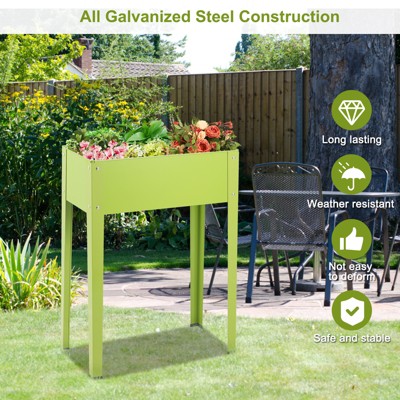 Green Steel Outdoor Elevated Garden Planter with Legs 24.5" x 12.5" x 31.5"