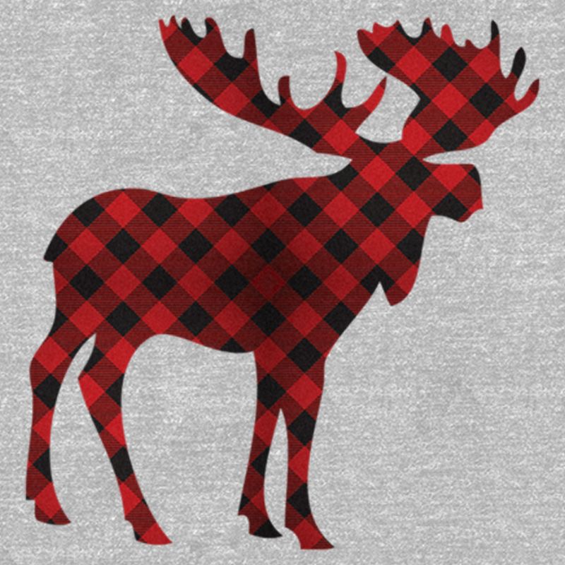 Women's Lost Gods Christmas Plaid Moose T-Shirt, 2 of 5