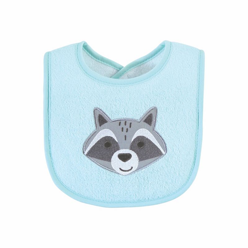 Hudson Baby Infant Boy Cotton Terry Drooler Bibs with Fiber Filling, Boy Gray Woodland, One Size, 4 of 11