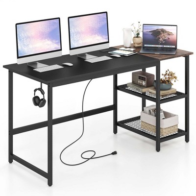 Costway Computer Desk Home Office Desk With Shelves 2 Drawers Keyboard Tray  & Movable Cpu Stand Study Desk Laptop Table Small Space Rustic Brown :  Target