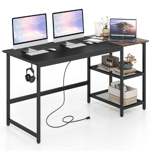 Costway 59''  Home Office Computer Desk Study Laptop Table Detachable Shelf Rustic - 1 of 4