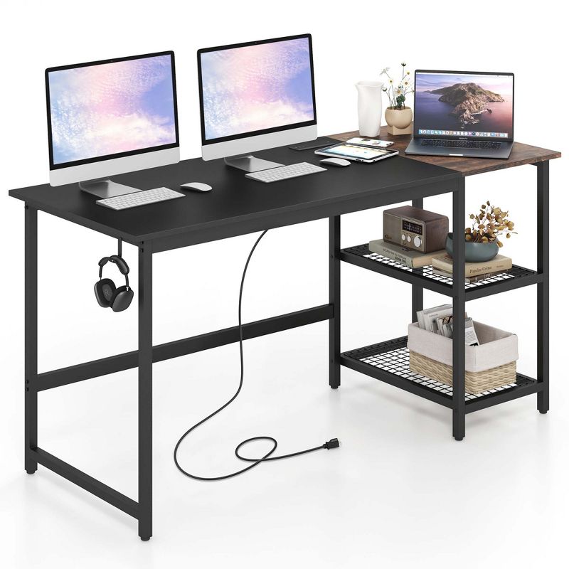 Costway 59''  Home Office Computer Desk Study Laptop Table Detachable Shelf Rustic, 1 of 11