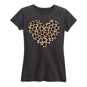 Women's - Instant Message - Leopard Heart Short Sleeve Graphic T-Shirt - 1 of 4