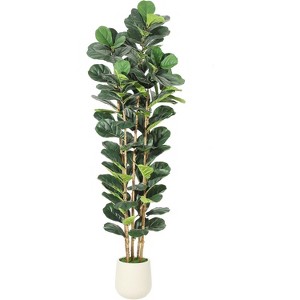 7Ft Faux Fiddle Leaf Fig Tree with Planter, Tall Artificial Plants for Home Decor Indoor - 1 of 4