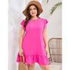 Women's Plus Size Babydoll Mini Dress Flutter Sleeve Flowy Shift Short Dress - 2 of 4